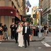 Bride and Groom Walk Across Street in Manhattan