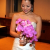 Bride with her Pink Orchid Bouquet